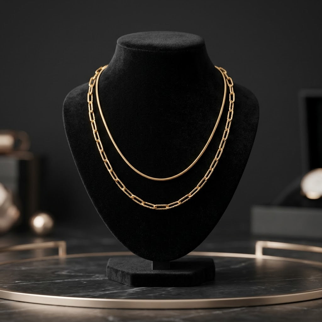 18K Gold PVD Double Layer Necklace