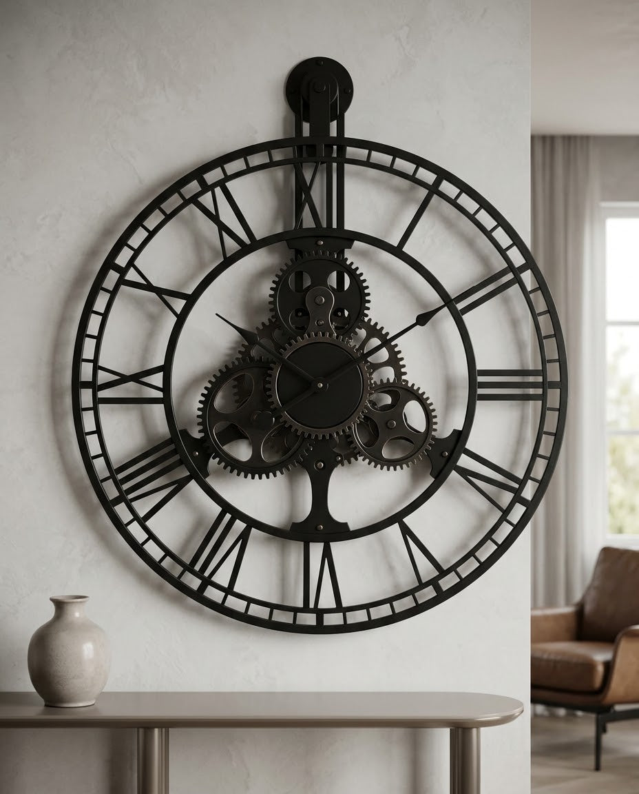 Oversized Industrial Skelton Wall Clock