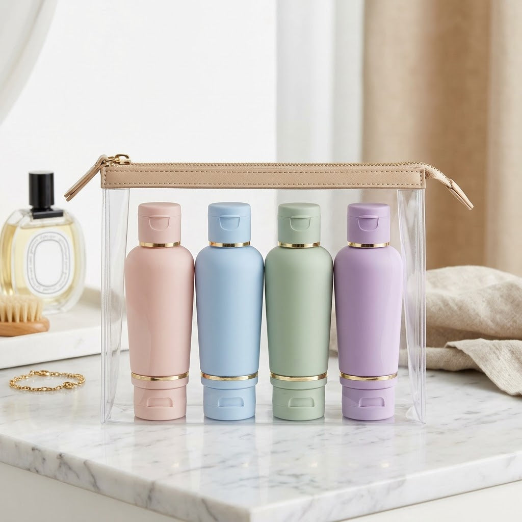 4 - Piece Refillable Silicone Travel Bottle Set