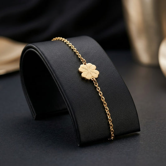 18K Gold PVD Clover Charm Bracelet