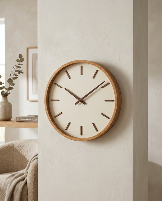 Natural Wooden Minimalist Wall Clock