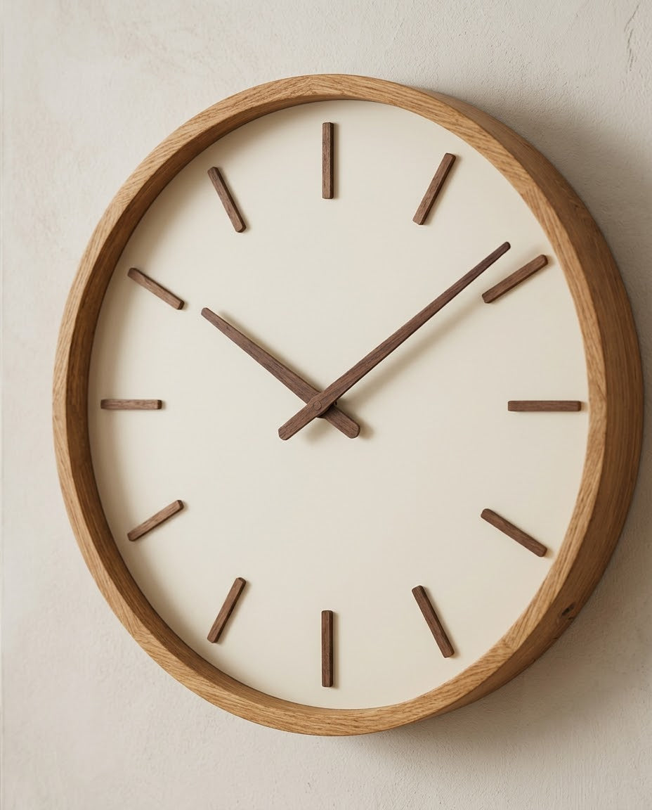Natural Wooden Minimalist Wall Clock