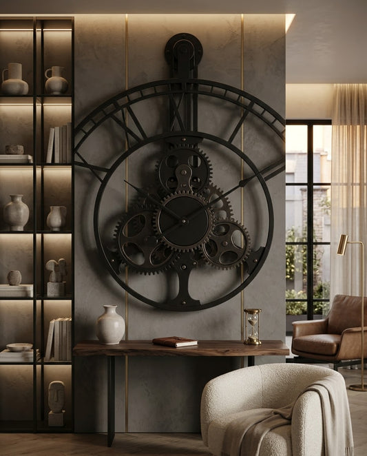 Oversized Industrial Skelton Wall Clock