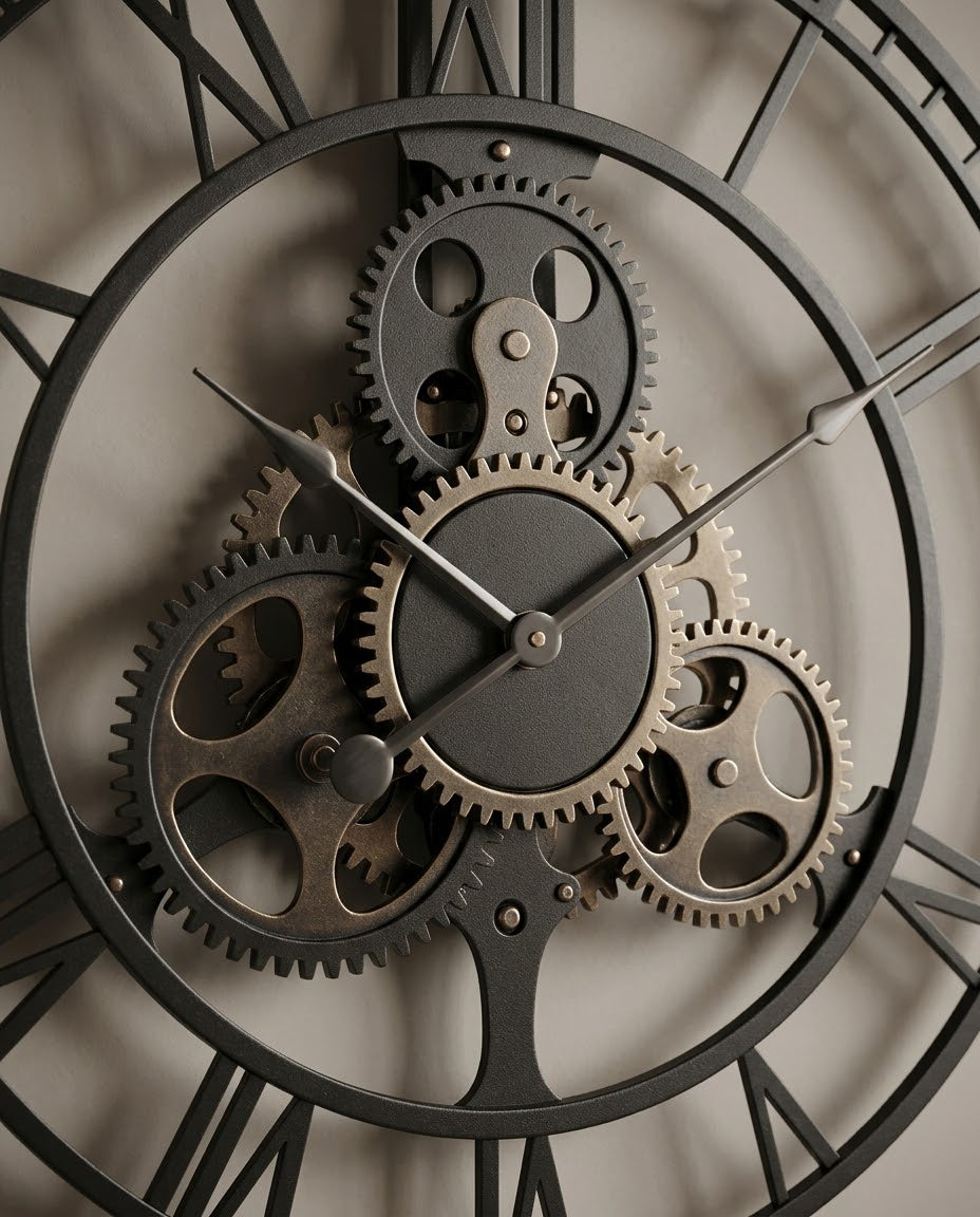 Oversized Industrial Skelton Wall Clock