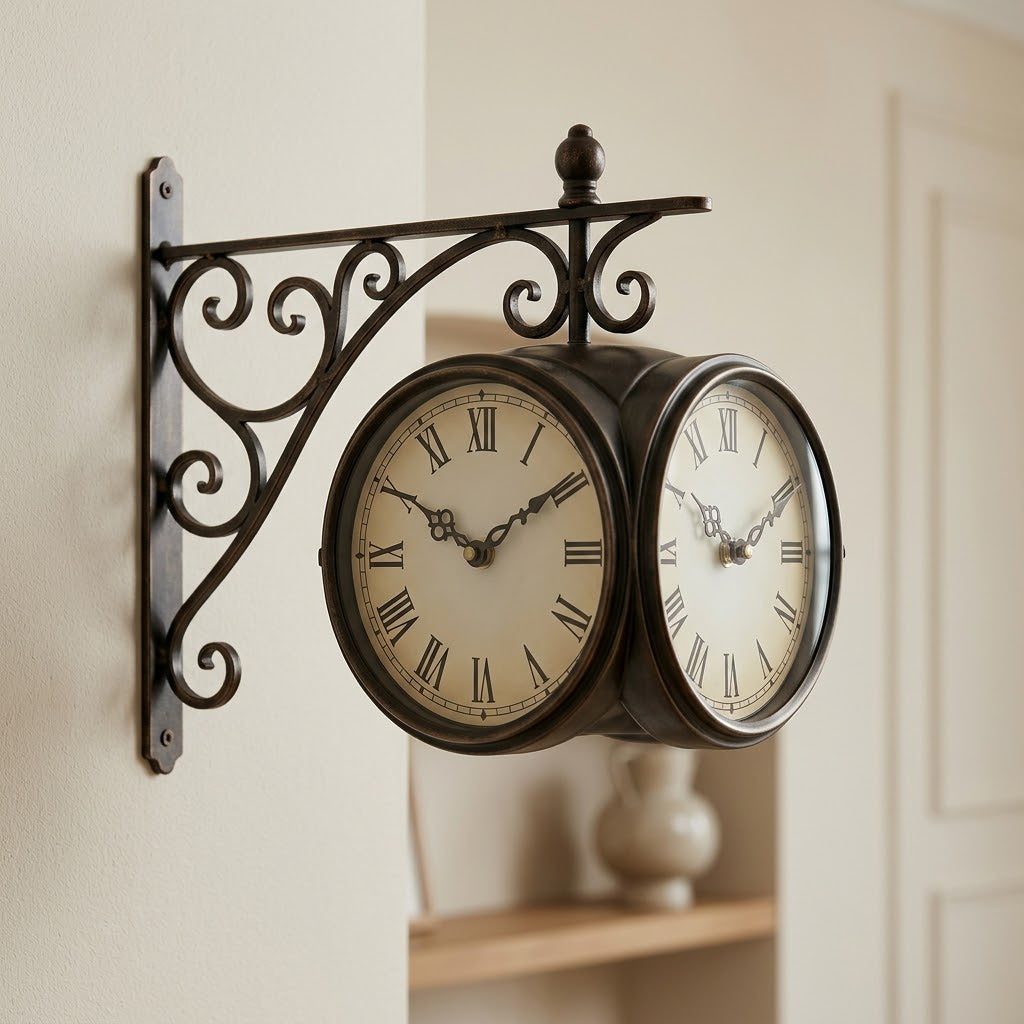 Double-Sided Station Wall Clock