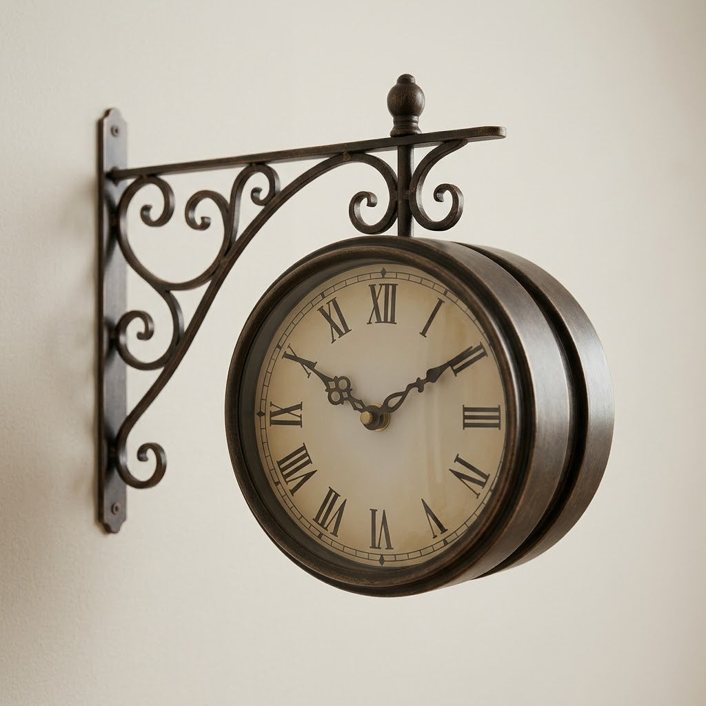 Double-Sided Station Wall Clock